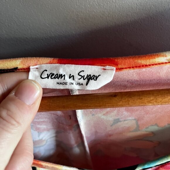 Cream & Sugar T-Shirt Floral Colourful Made in USA Plus Size 2X - Picture 6 of 8